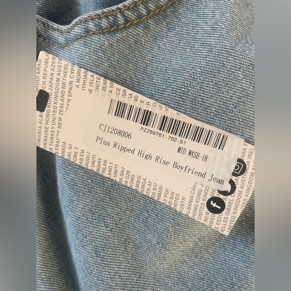 NWT Plus Ripped High Rise Boyfriend Jean - Picture 3 of 4